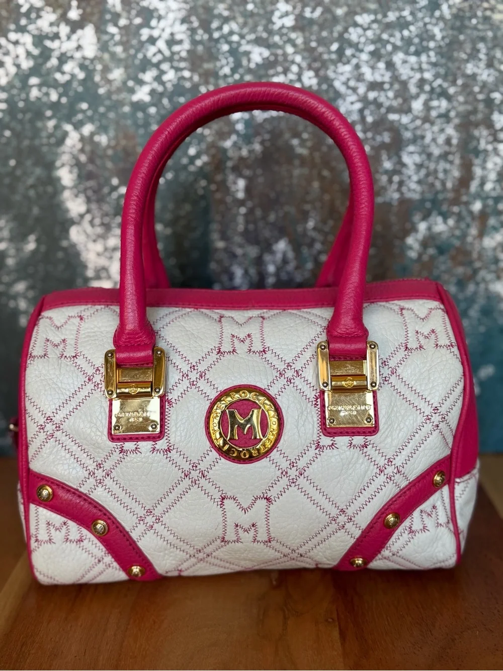 Metrocity Barbiecore Y2K Vintage Quilted Monogram Doctor Bag Pink VGUC